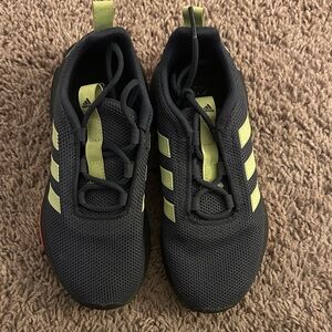 Adidas Kids Grey and Neon Yellow Sneakers